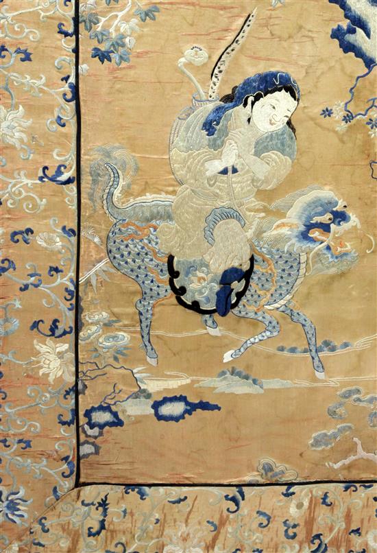 A Chinese foreign ambassadors silk embroidery, late Ming/early Qing Dynasty (17th century),	